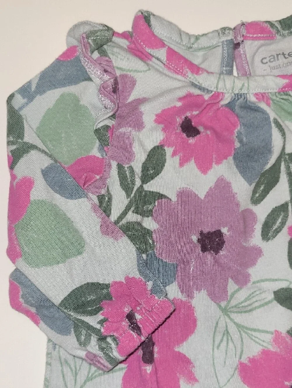 Carter's Pink & Purple Floral Footed One-Piece Size 6 Months